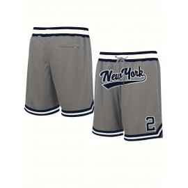 Men's grey #2 Basketball Shorts With pockets Casual Fashion Breathable Sports Zipper High Quality Embroidered Shorts