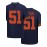 Men'S Navy Blue # 51 American Football Jersey Casual Loose Letter Embroidered Sports Style, Fashionable Street Breathable Football Jersey