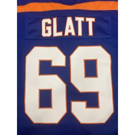 Men's Blue # 69 Ice Hockey Sports Shirt, Loose Embroidered Long Sleeves, Sports Fashion Casual, Street Breathable