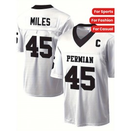 Men's White # 45 American Football Jersey Loose Embroidered Sports, Fashion, Casual, Street Breathable Football Jersey