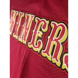 Men'S Red And Yellow # 16 Rugby Shorts With Pockets, Casual, Fashionable, Breathable, Sports Zipper, High Quality Embroidered Shorts