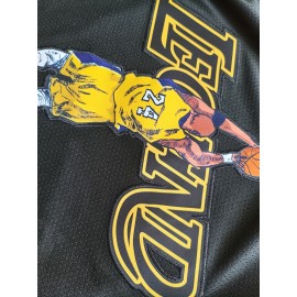 #24 Cartoon Portrait Basketball Shirt - Breathable, High-Quality Embroidered, Casual Fashion Pullover for Men - Black, Street Basketball Inspired, Comfortable, Relaxed Fit, Perfect for Sports Fans