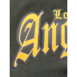 Men's Black #24 Baseball Jersey - Embroidered Letters, Breathable Loose Fit V-Neck Button-Up Shirt for Streetwear, Sports & Outdoor Activities | All-Season Casual Athletic Top for Men & Teens, Sports Activity Apparel, Embroidered Detailing