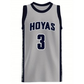 Men'S Grey # 3 Basketball Shirt, Sporty High Quality Letter Embroidery, Casual Fashion Breathable Street Basketball Round Neck Hoodie