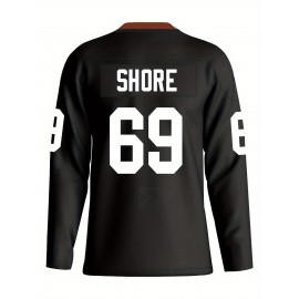 Men'S Black # 69 Ice Hockey Sweatshirt, Loose Embroidered Long Sleeves, Sporty, Fashionable And Casual, Breathable on The Street
