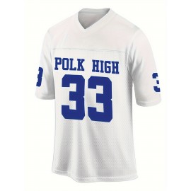 Men's white # 33 American football jersey loose embroidered sports, fashionable, casual, street breathable football jersey