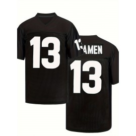 Men's Black # 13 American Football Jersey Loose Embroidered Sports, Fashionable, Casual, Street Breathable Football Jersey