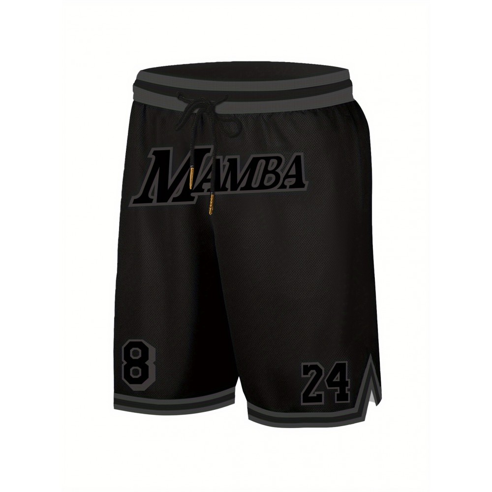 Men'S Black Gray # 8-24 Basketball Shorts, Casual, Fashionable, Breathable, Sports Zipper, High-Quality Embroidered Shorts