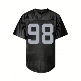 Men'S Black # 98 American Football Jersey Suit Loose Embroidered Sports, Fashionable and Casual, Street Breathable Football Suit