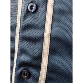 Men's Dark Blue #13 Baseball Jersey - Breathable Button-Up V-Neck Shirt with Letter Design, Loose Fit for Training, Games & Casual Wear | All-Season Sportswear for Men & Teens