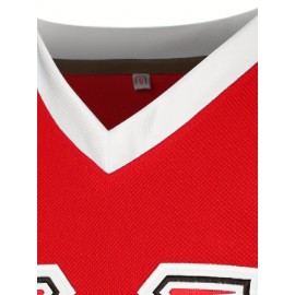 Men'S Ice Hockey Jersey # 10 Red Embroidered Ice Hockey Jersey Loose Fit Polyester Knit - Perfect For Casual And Sportswear Machine Washable - Sizes From S To XXXL
