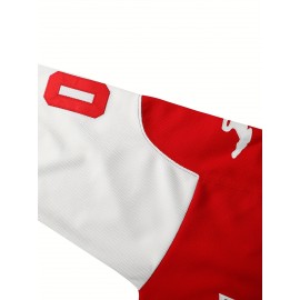 Men'S Ice Hockey Jersey # 10 Red Embroidered Ice Hockey Jersey Loose Fit Polyester Knit - Perfect For Casual And Sportswear Machine Washable - Sizes From S To XXXL