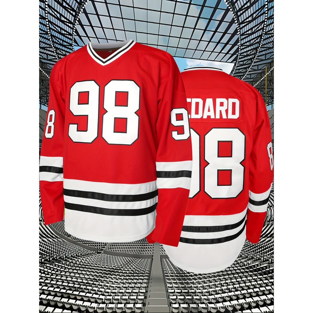 Men'S Ice Hockey Sweatshirt # 98 Red Sweatshirt Suitable For Street Sports Beach Team Training Competition S-3XL