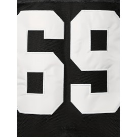 Men'S # 69 Black Embroidered Ice Hockey Sweatshirt Breathable Polyester Fiber V-neck Jersey Suitable For Spring, Summer, Autumn Training Competitions And Casual Wearing