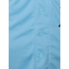 Men'S # 29 Blue Baseball Shirt -100% V-neck Sweatshirt Loose Fit Button Closed Casual And Sportswear Multi Functional Running Training Hiking Cycling Fishing Ideal Size S-3XL