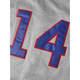 Men's Baseball Jersey # 14 Gray Breathable V-neck Loose Fitting Alphanumeric Design Suitable for Team Sports, Outdoor Activities, Casual Wear, And Parties. Machine Washable