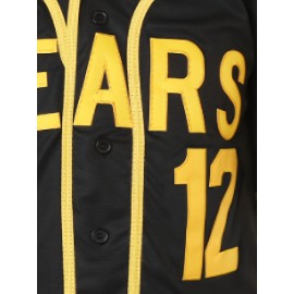 Men'S Baseball Shirt # 12 Black Embroidered Polyester Sportswear Loose Fabric Suitable for Street Team Sports S-XXXL