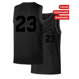 Men'S Black And Gray # 23 Basketball Shirt, Casual, Fashionable, Breathable, Sporty, High-Quality Embroidered Street Basketball Pullover