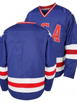 [Comfortable] Men's USA-Embroidered Blue Striped Ice Hockey Jersey - V-Neck, Long Sleeve, Breathable Polyester Sports Shirt, Perfect for Casual & Outdoor Activities, All Seasons Wear, Hockey Stocking Stuffers
