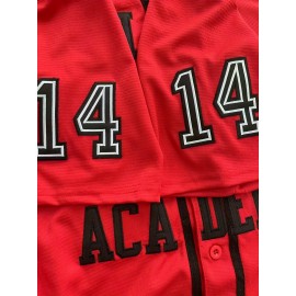 Men's Will Smith # 14 Bel-Air Academy hip-hop rock casual sports cardigan hand embroidered baseball jacket in red