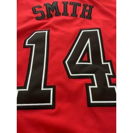Men's Will Smith # 14 Bel-Air Academy hip-hop rock casual sports cardigan hand embroidered baseball jacket in red