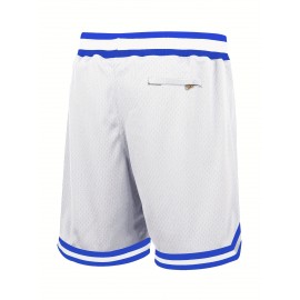 Men'S White # 27 Baseball Shorts With Pockets, Casual, Fashionable, Breathable, Sports Zipper, High-quality Embroidered Shorts