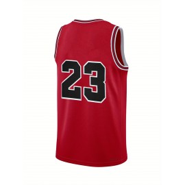 Men's Red #23 Basketball Jersey - Embroidered Design, Breathable Loose Fit Streetwear for Sports & Casual Wear, All-Season Comfort, Machine Washable, Outdoor Activity Apparel | Embroidered Detailing