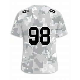 Women's Arctic Camo Las Vegas #98 Polyester Football Jersey, Women V-Neck Game Day Sports Shirt With Slight Stretch, Breathable Casual Knit Fabric, Loose Fit Adult, Fans Gift Women, For Casual, Party, And Training Wear