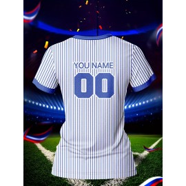 Customizable Women's V-Neck Soccer Jersey, 100% Polyester Knit Fabric, Breathable & Quick-Dry Sports Shirt with Personalized Name & Number, All-Season Athletic Top for Training & Casual Wear