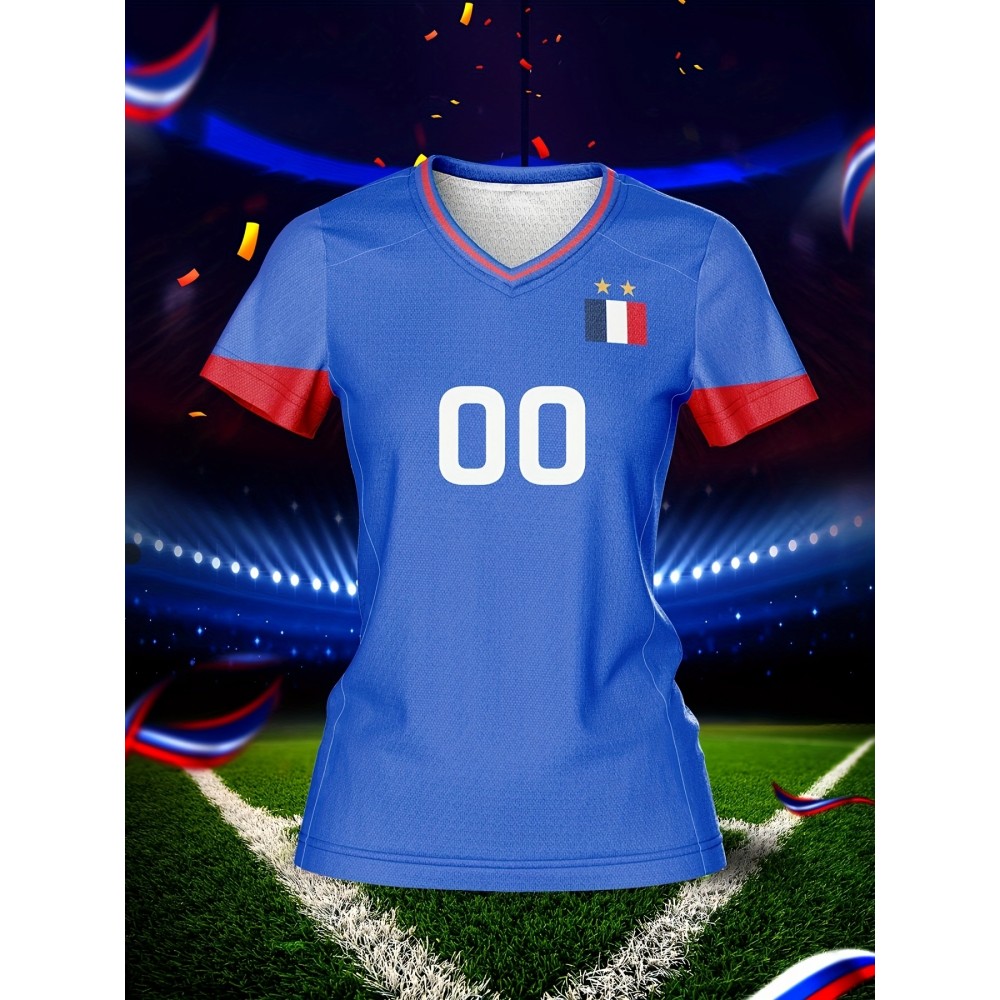 Custom Name and Number Women'S V-Neck Football Jersey Team Training Sportswear Comfortable Breathable Moisture-Wicking Casual Wear