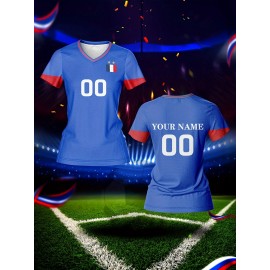 Custom Name and Number Women'S V-Neck Football Jersey Team Training Sportswear Comfortable Breathable Moisture-Wicking Casual Wear