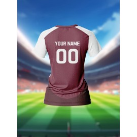 [Customizable Soccer Jersey] Maroon & White Customizable Women's V-Neck Soccer Jersey | Quick-Dry Fabric, Breathable, Training Apparel with Name & Number
