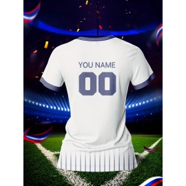 Customizable Women's V-Neck Soccer Jersey - Personalized Name & Number, Breathable Polyester, Quick-Dry Sports Top for Team Training & Casual Wear, Sports Training Top | Customizable Sports Apparel | Durable Sports Clothing