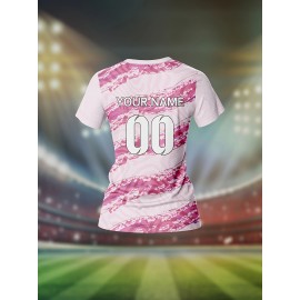 Women's V-Neck Soccer Jersey | Customizable Name & Number | Breathable Polyester | Quick-Dry, Moisture-Wicking | Multi-Color Striped Pattern | Ideal for Sports & Casual Wear