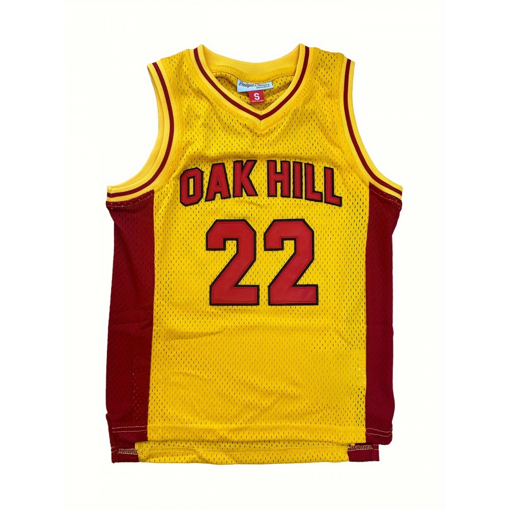 Kids Sport Jerseys Youth For Boys Girls #22 OAK HILL Yellow Basketball Jersey, 3-14Years
