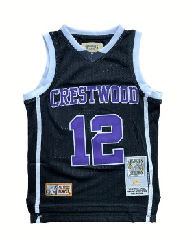 Kids Sport Jerseys Youth for Boys Girls #12 Crestwood High School Knights Basketball Jersey Black Stitched