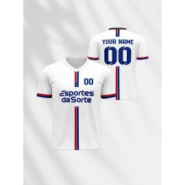 Customizable V-Neck Youngsters's Soccer Shirt - Comfortable Fit for Sports and Casual Outdoor Running, Polyester