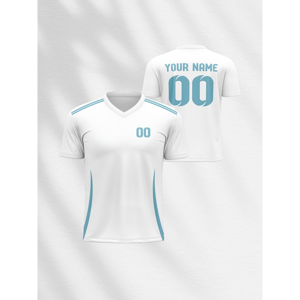 Customizable Kids Soccer Jersey with V-Neck, Polyester Blend, Medium Stretch, All-Over Print, Preppy Sports Casual Street Style, for Boys, Girls, and Youth, for Spring/Summer/Fall, Perfect for Running, Training, Festivals, and Everyday Wear