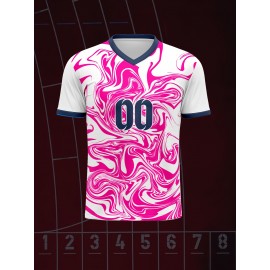 1pc Customizable Soccer Jersey for Kids - V-Neck, All-Over Print, Knit Fabric, Polyester, Medium Stretch, Personalized Name & Number, for Boys & Girls, Sports & Casual Wear, Spring/Summer/Fall