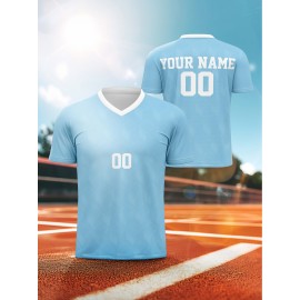 Customizable V-Neck Youngsters's Soccer Shirt - Comfortable Fit, Personalized Name & Number, Ideal for Sports and Casual Outdoor Activities, Football Shirt Tops, Running