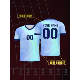 Custom Youngsters' Soccer Jersey - V-Neck, Personalized Name & Number, Comfort Fit for Sports & Casual Wear, Breathable Polyester, Machine Washable