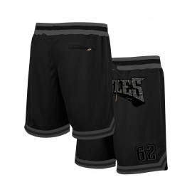 Men's Moon Blue # Animal Cartoon Embroidered Pattern, Baseball Shorts With Pocket, Casual Fashion, Breathable, Sports Zipper, High Quality Embroidered Shorts