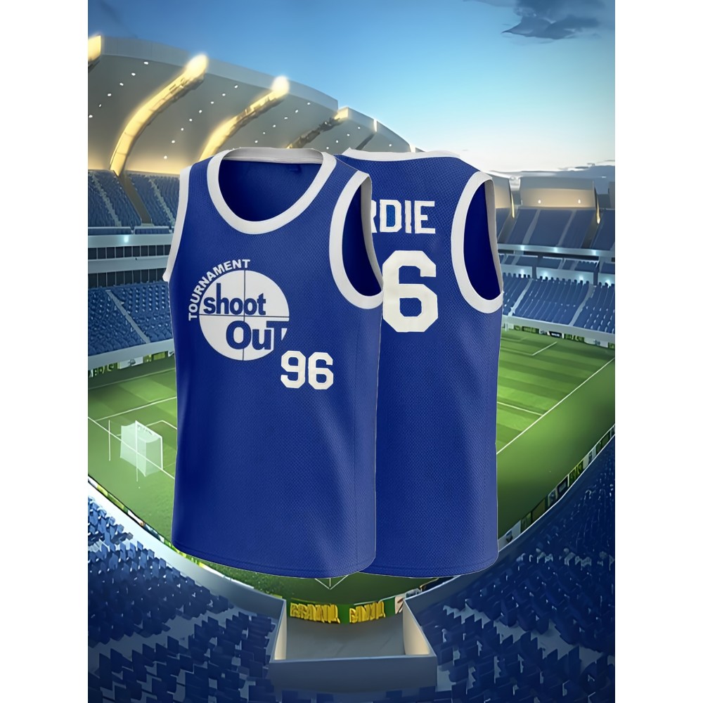 Men's #96 Blue Basketball Jersey - Retro Tournament Out Design, Breathable Polyester, S-XXXL, Ideal for Team Sports & Casual Wear
