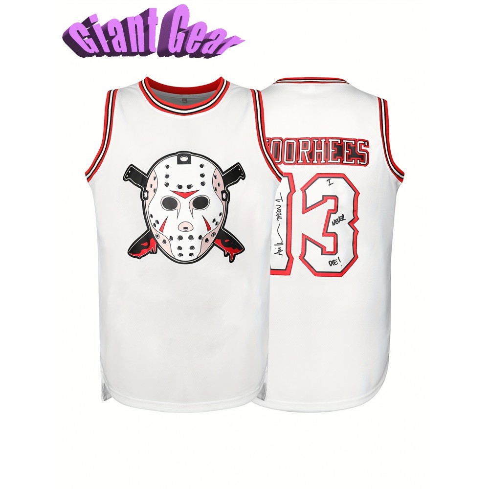 Men'S # 13 White Embroidered Basketball Jersey Breathable Polyester Fiber V-neck Top Is Perfect For Team Sports, Street Basketball, Beach And Casual Wear Size S-3XL